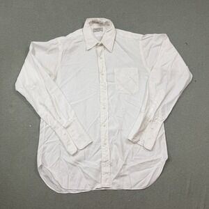 Paul Stuart Dress Shirt 16/34 Ivory Cotton Broadcloth Vintage Made in USA Mens